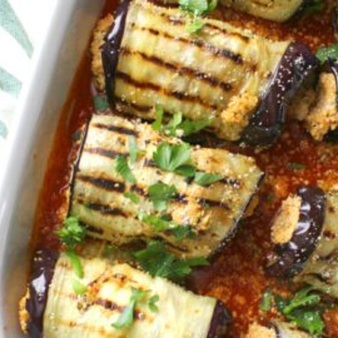Mediterranean Vegan Eggplant Roll Ups