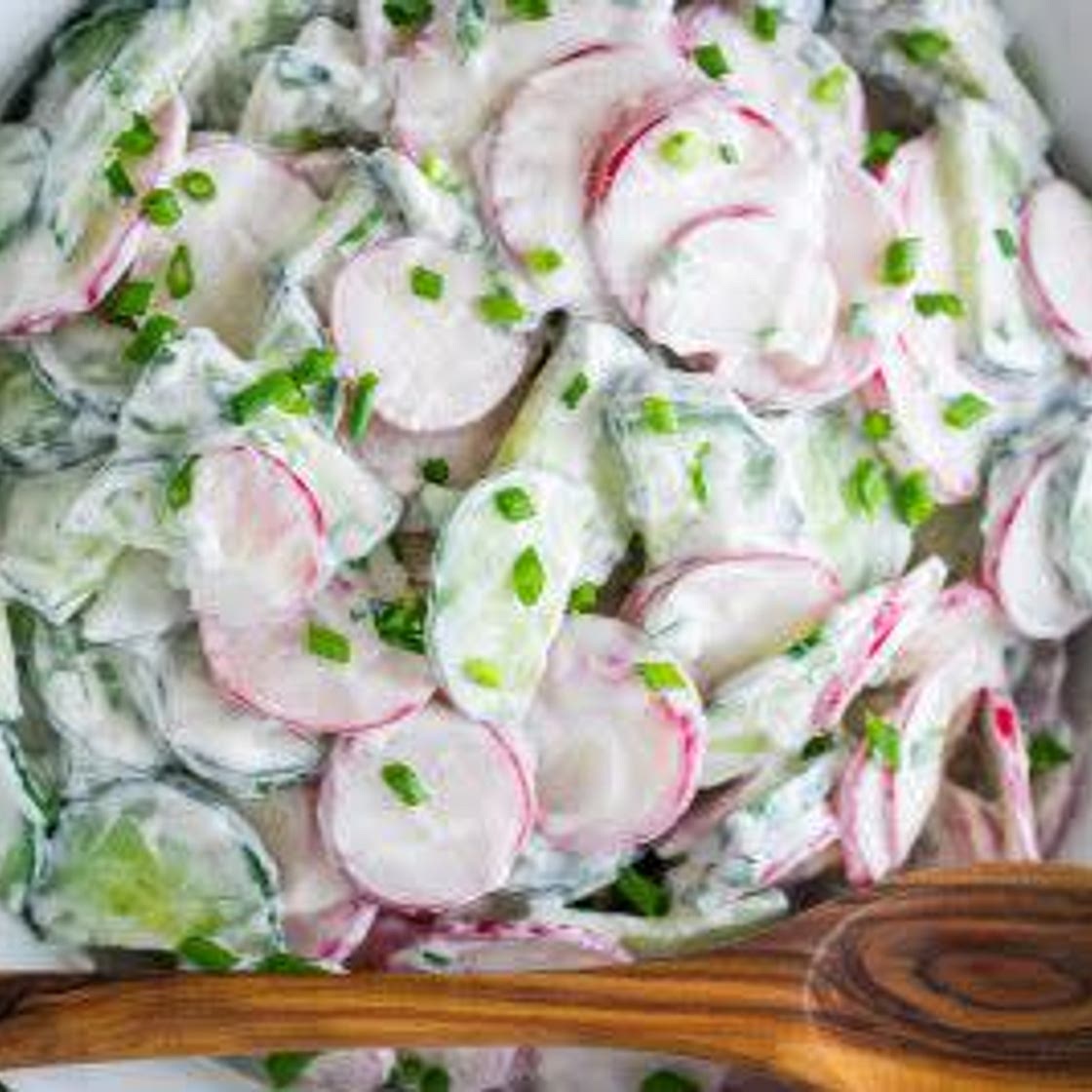 Creamy Cucumber Salad with Radishes, Lemon and Mint