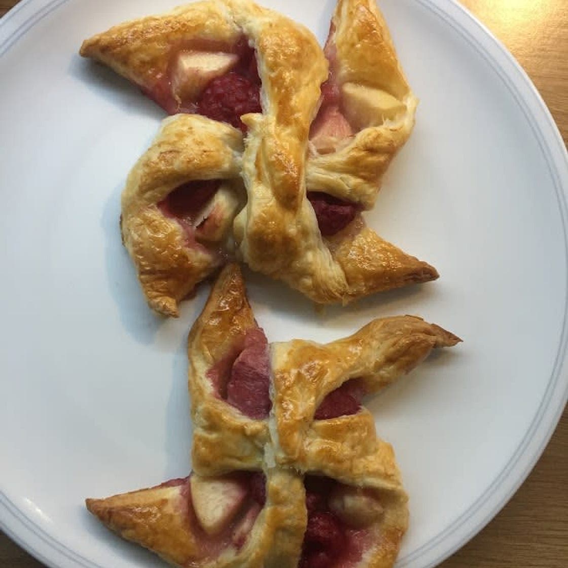 Peach, raspberry, and marzipan pastries