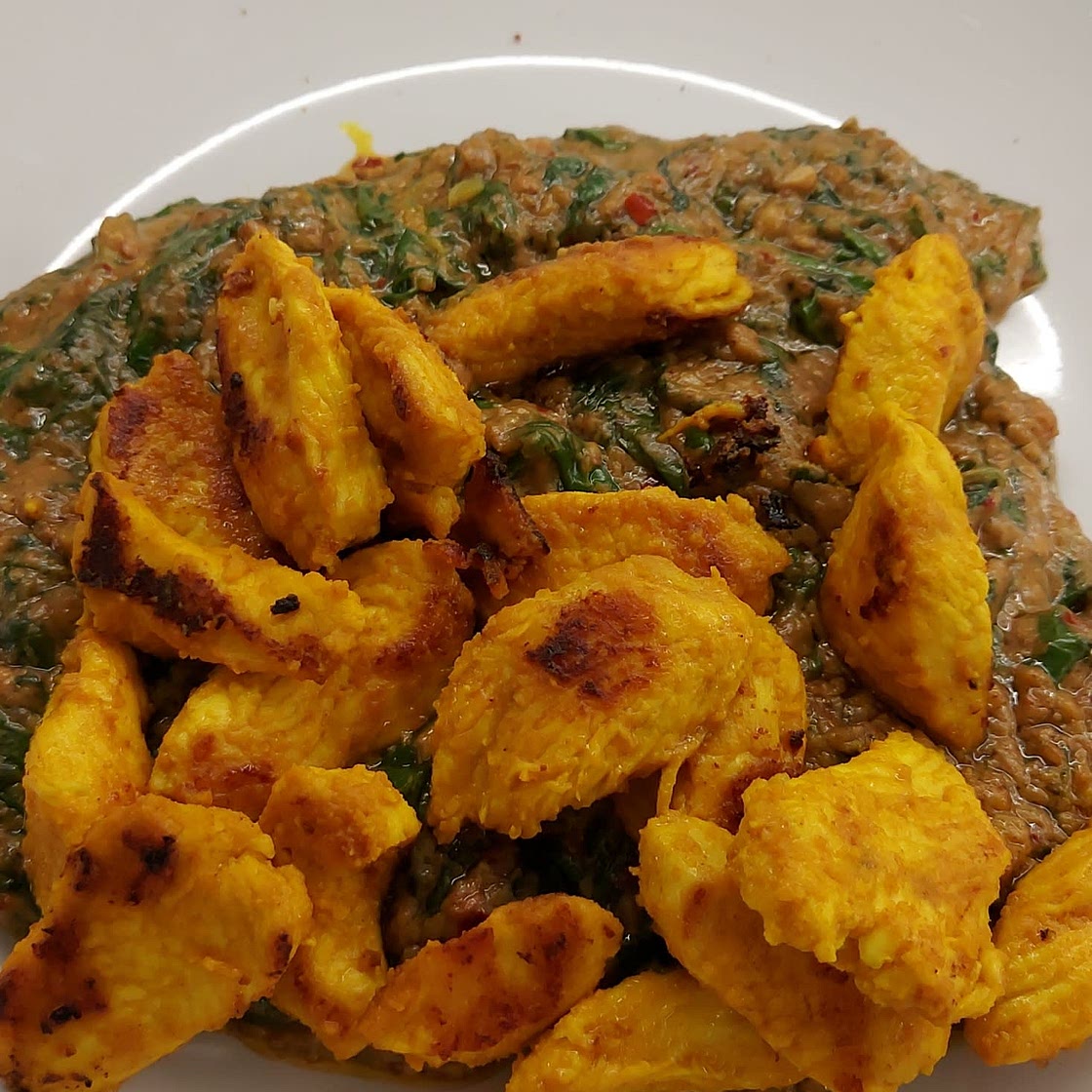 TURMERIC CHICKEN WITH SPINACH SATAY