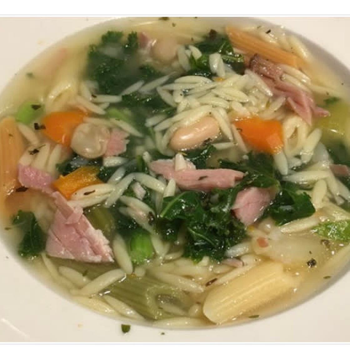 Ham bone and vegetable soup