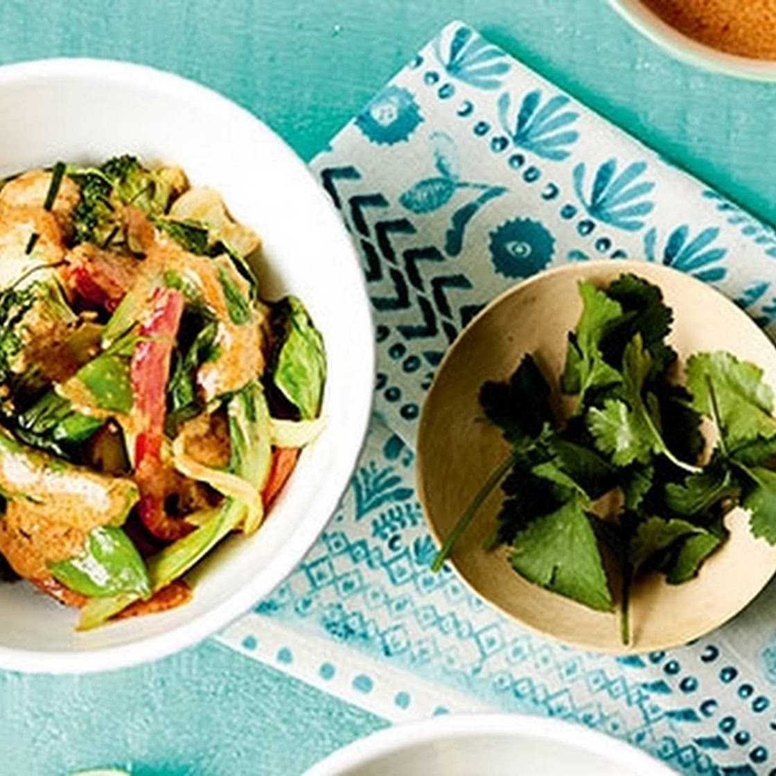 Veggie Stir-fry With Coconut Red Curry Sauce