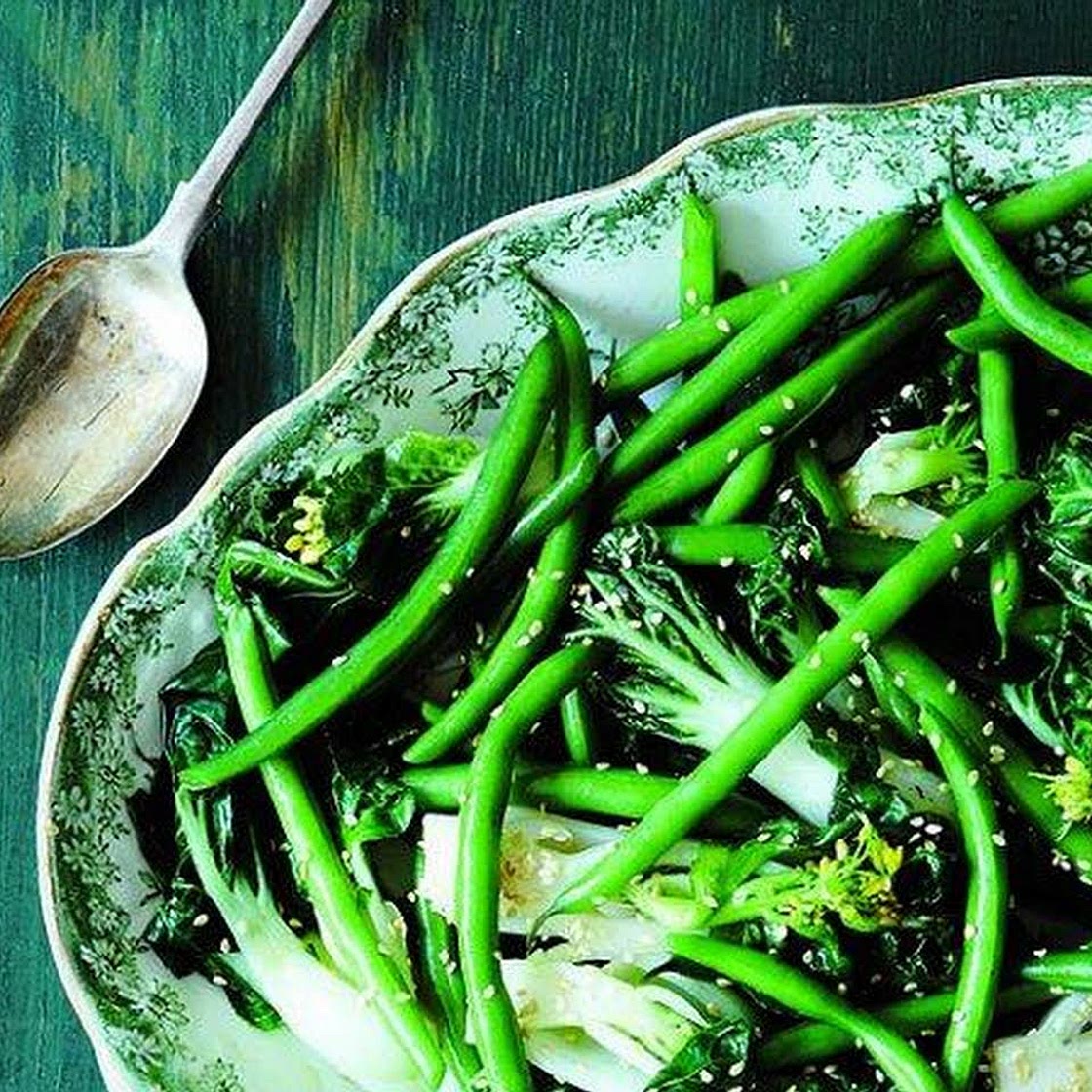 Sesame Green Beans And Bok Choy