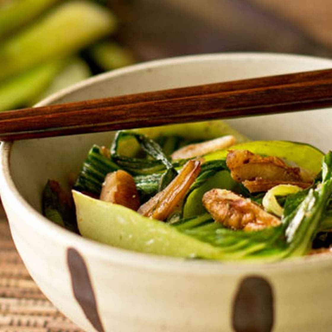 Bok Choy with Pecans and Lemongrass
