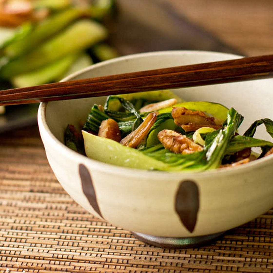 Bok Choy with Pecans and Lemongrass
