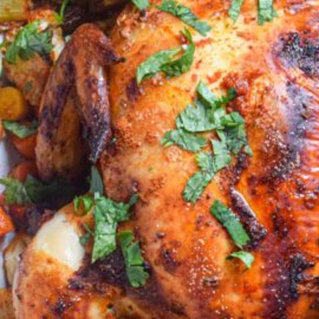 Curried Roast Chicken with Cauliflower and Carrots