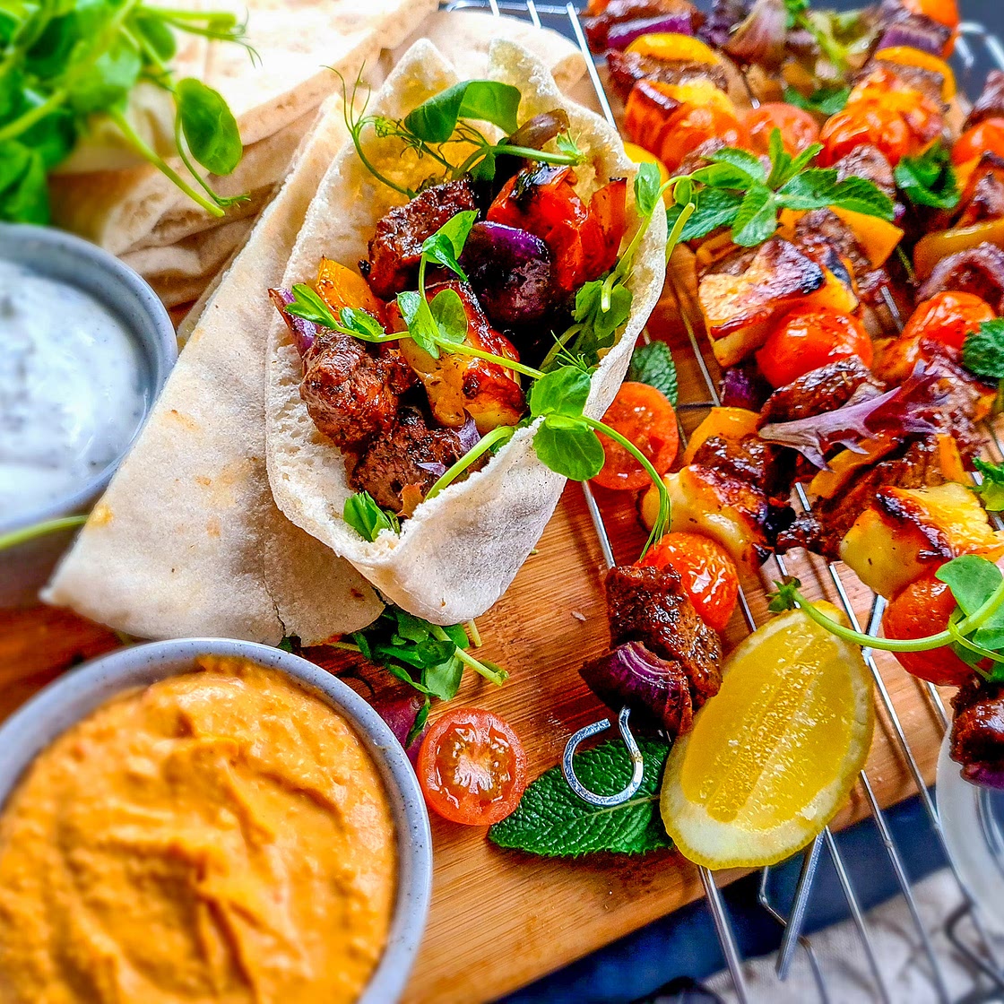 Garden Mint Lamb and Halloumi Kebabs by Pureety