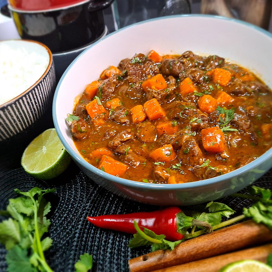 Moroccan Style Coconut, Beef and Sweet Potato Curry by Pureety