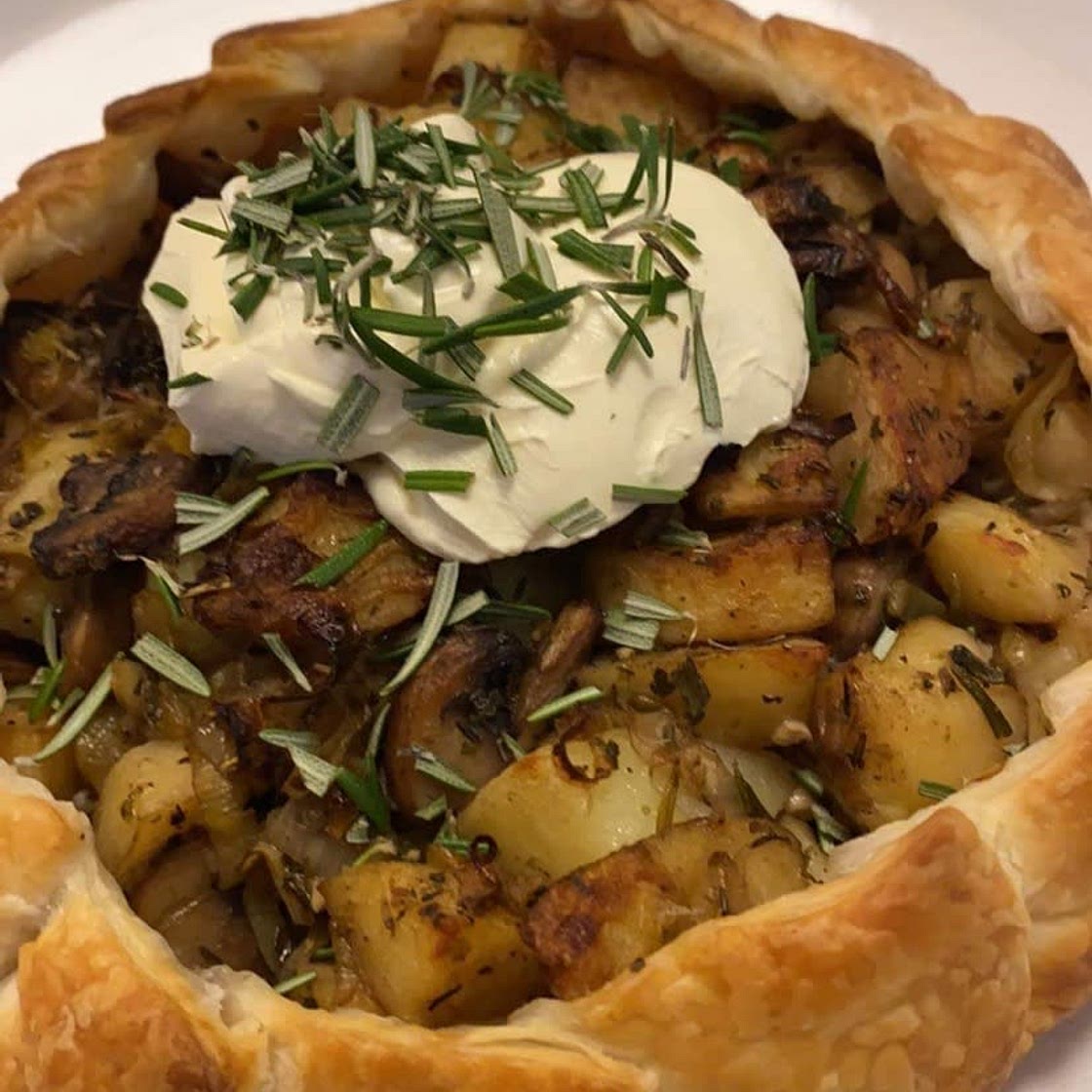 Potato, Leek, Mushroom and Rosemary Pie