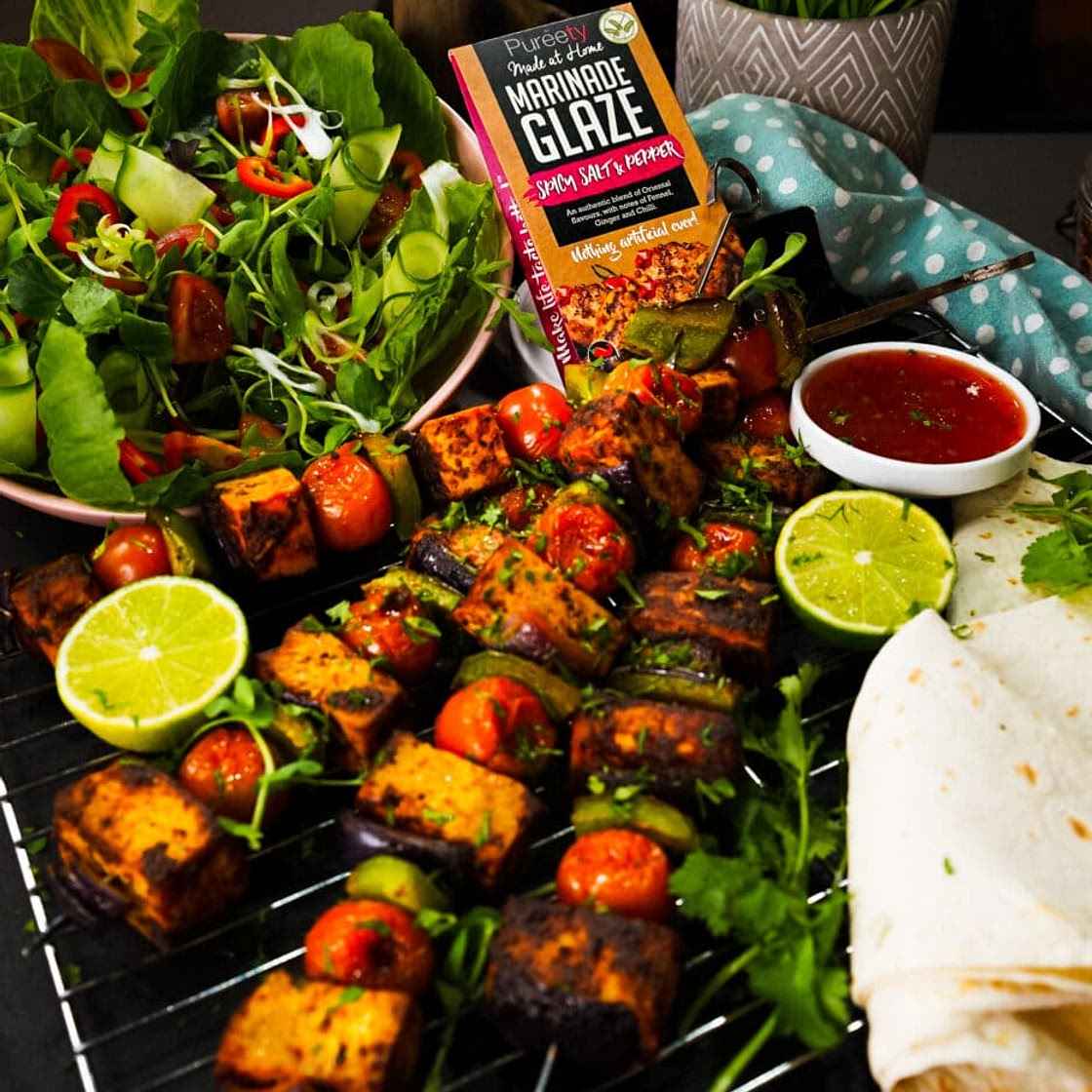 Salt and Pepper Tofu Kebabs by Pureety