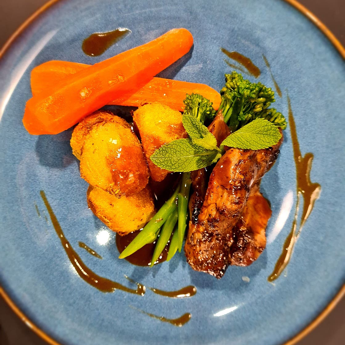 Minted Roast Lamb Leg Steak Roast Dinner by Pureety