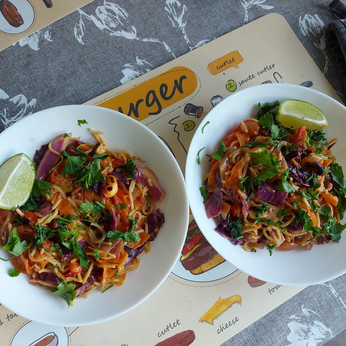 Vegetable Noodle Stir-fry with Peanut Lime Sauce