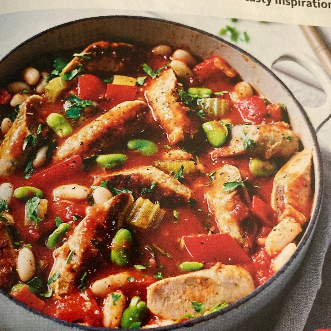 Summer sausage and bean stew 