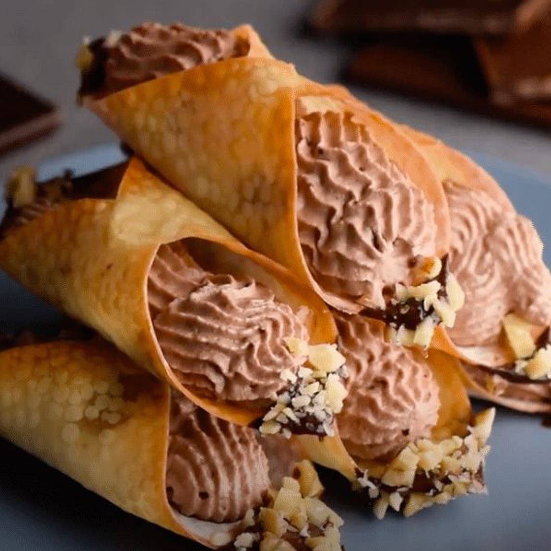 Chocolate Mousse Wonton Cannoli