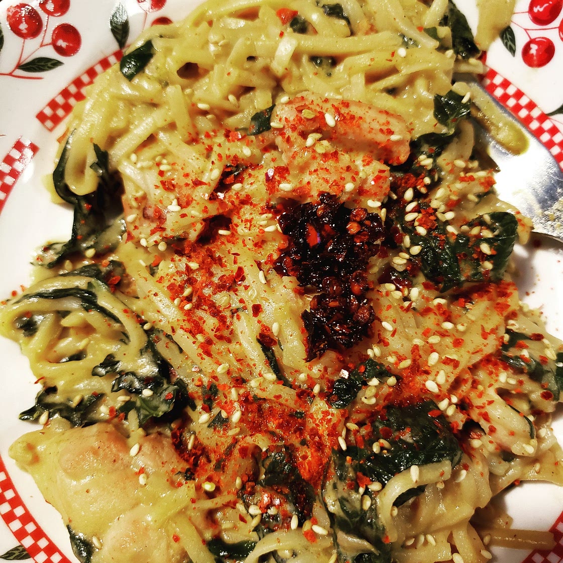 Sesame Noodles with Swiss Chard and Chicken