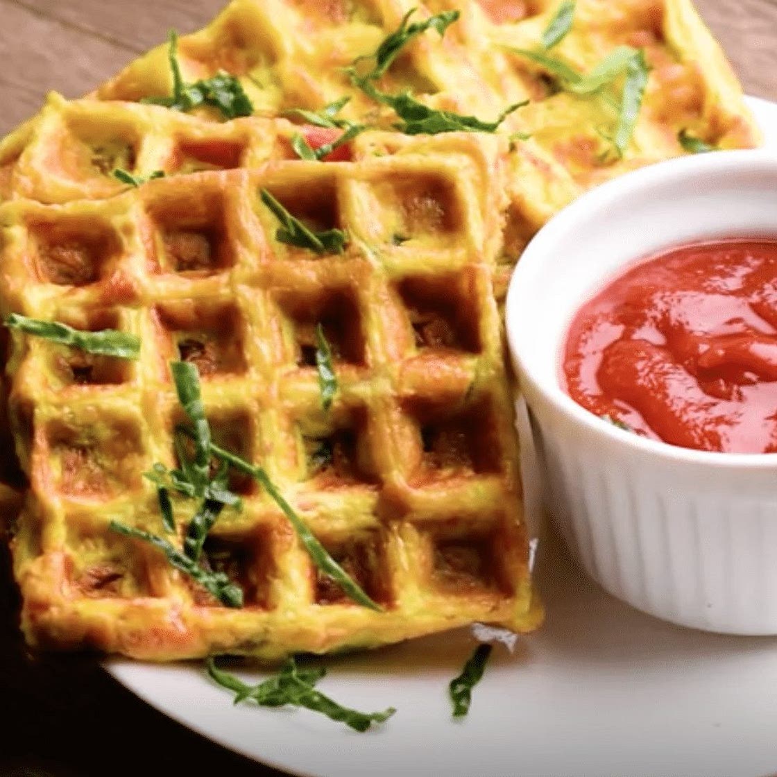 Waffle Iron Omelette