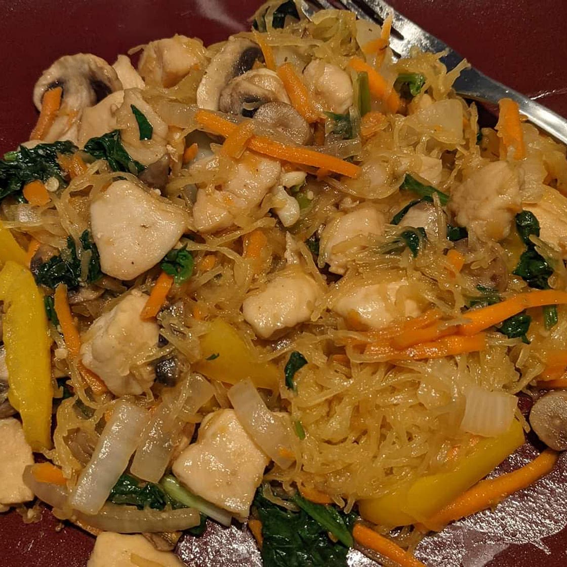 Spaghetti Squash Chicken Japchae
