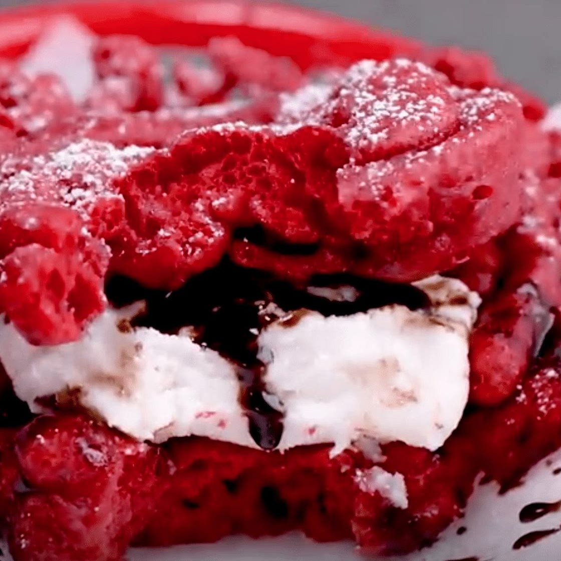 Red Velvet Funnel Cake Ice Cream Sandwich