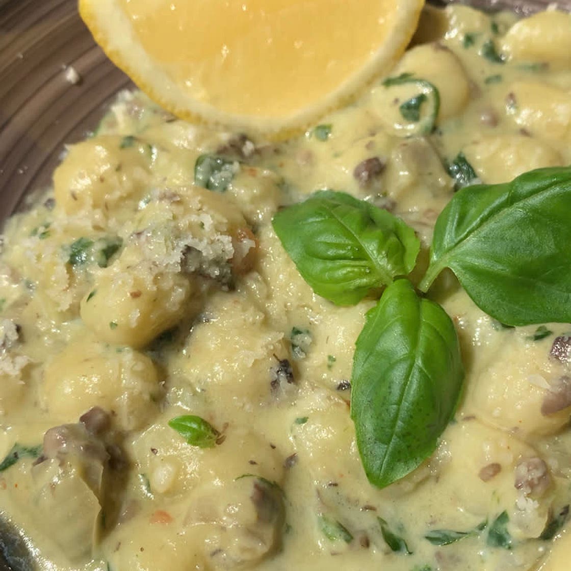 Creamy Avocado~Pesto Gnocchi 