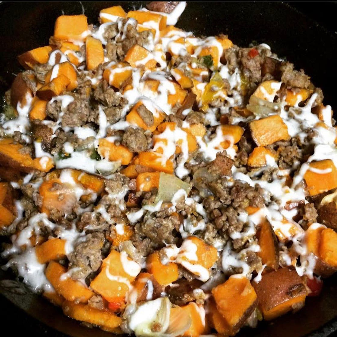 Turkey & Roast Carrot (or Sweet Potato) Skillet
