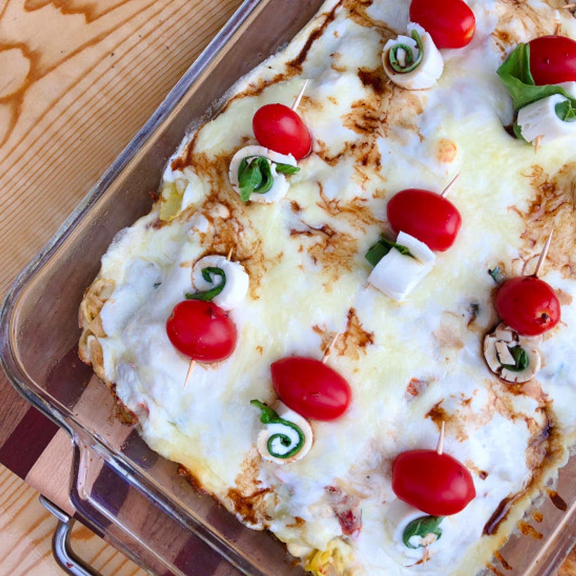 White Chicken Caprese Lasagna