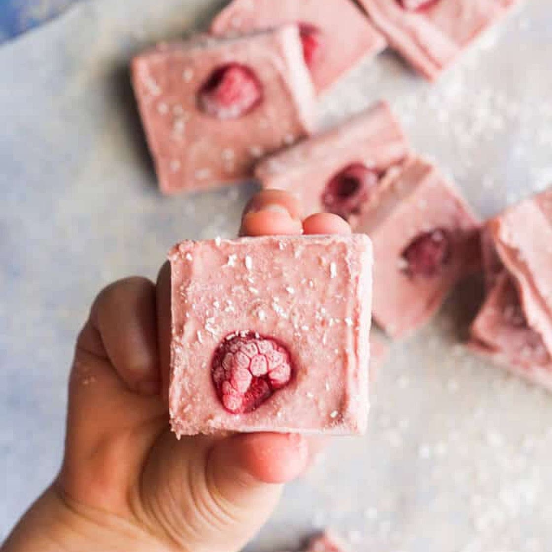 Raspberry Peanut Butter Freezer Bites