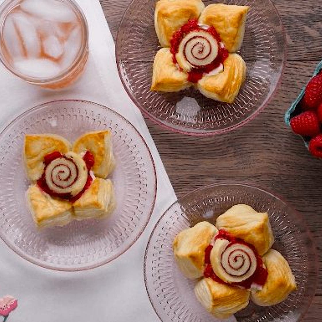 Raspberry Cream Cheese Flower Pastry
