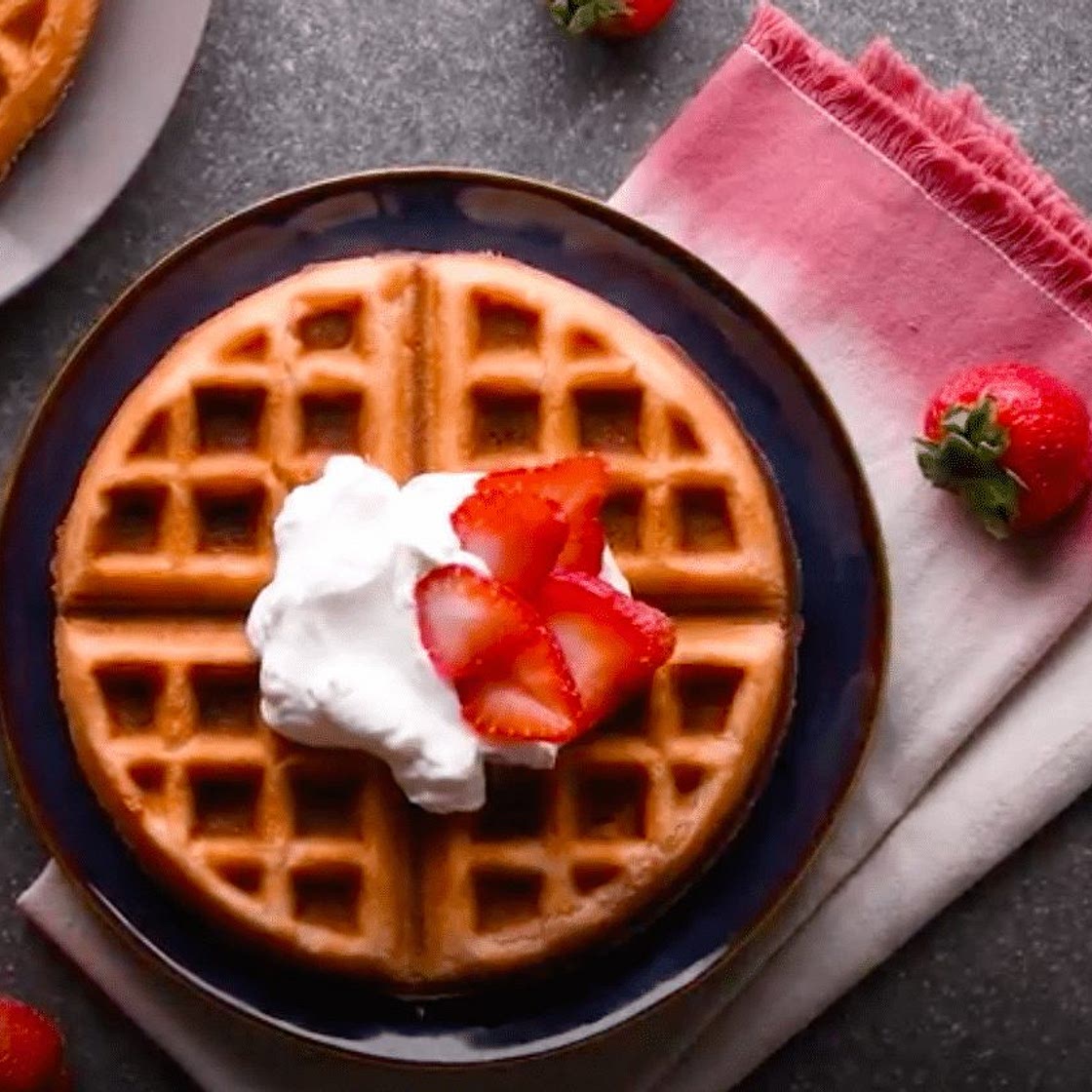 Strawberries ‘n’ Cream Oat Waffles