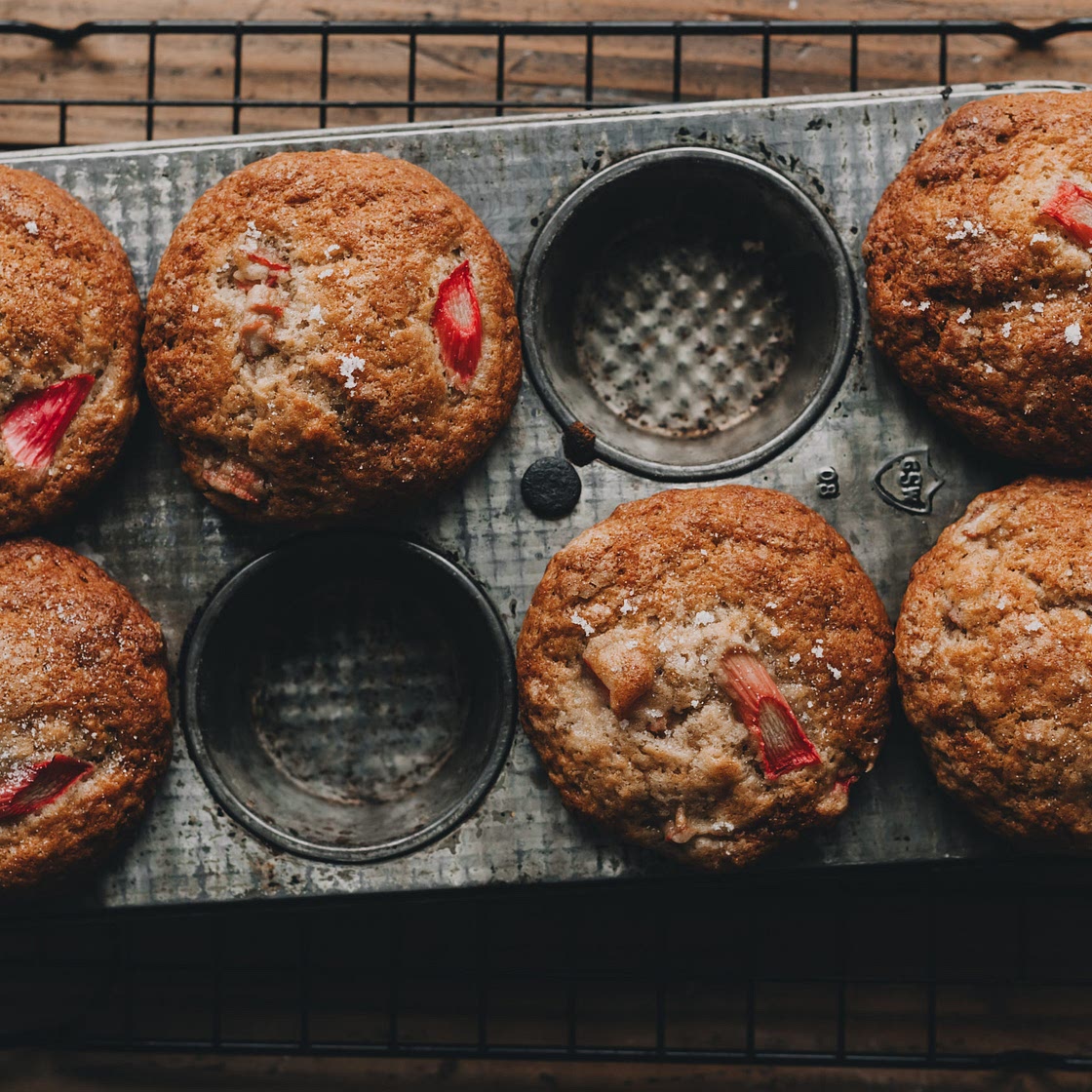 Spiced Banana Rhubarb Muffins - The Sweet and Simple Kitchen