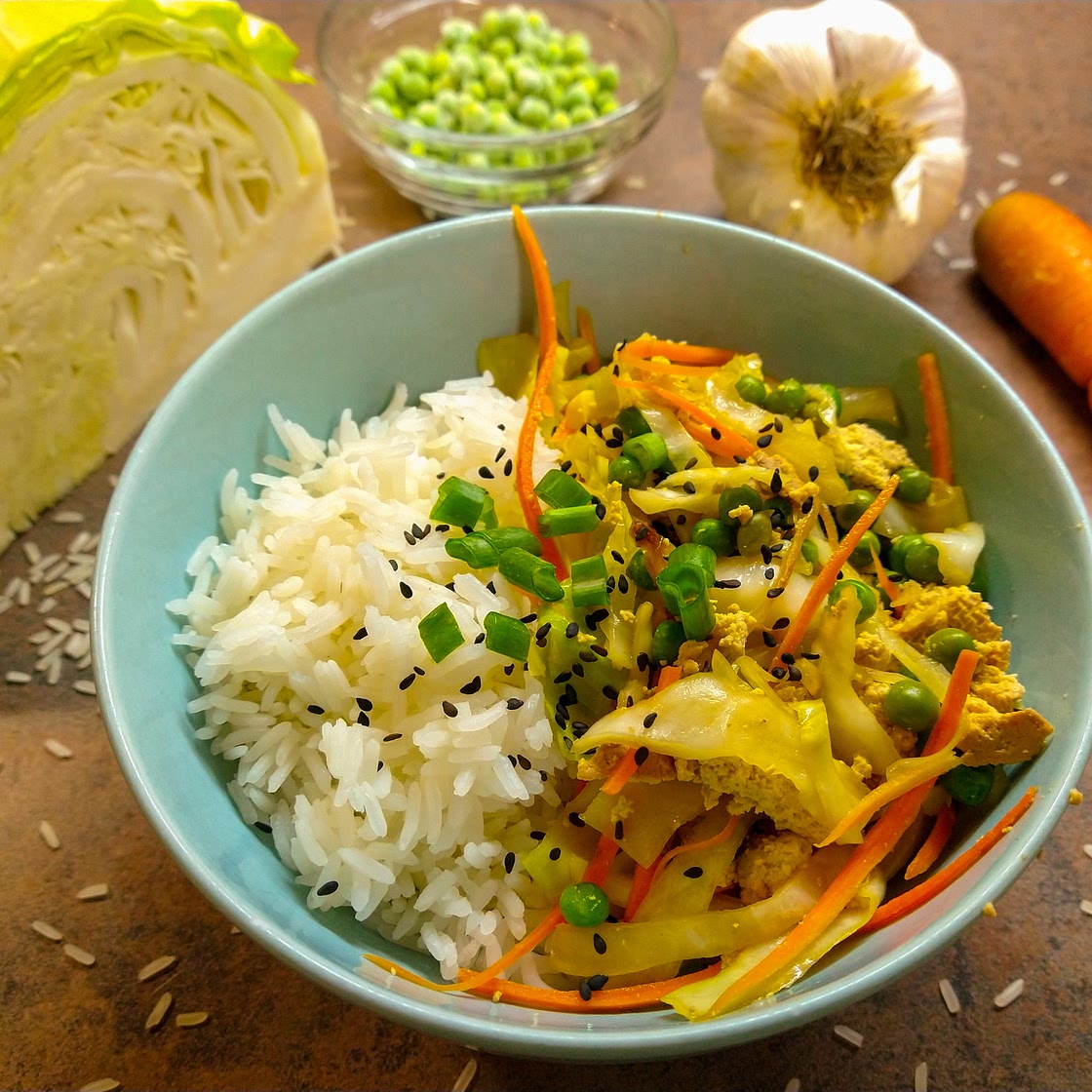 Cabbage stir fry with tofu