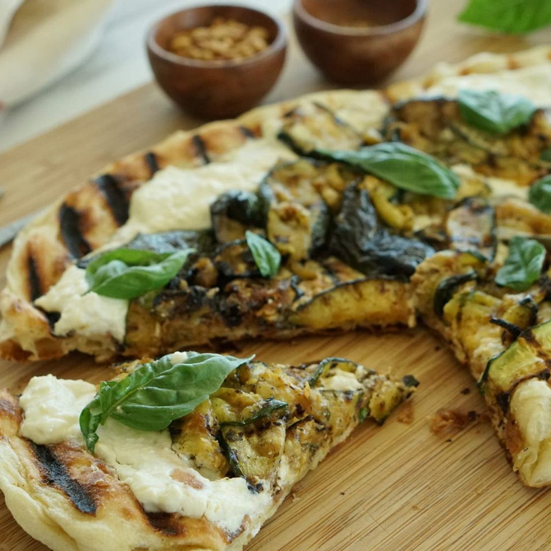 Grilled Zucchini Pizza with Creamy Ricotta & Feta