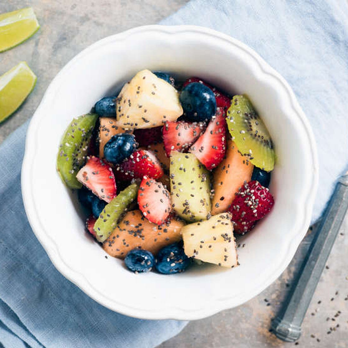 Honey lime chia fruit salad