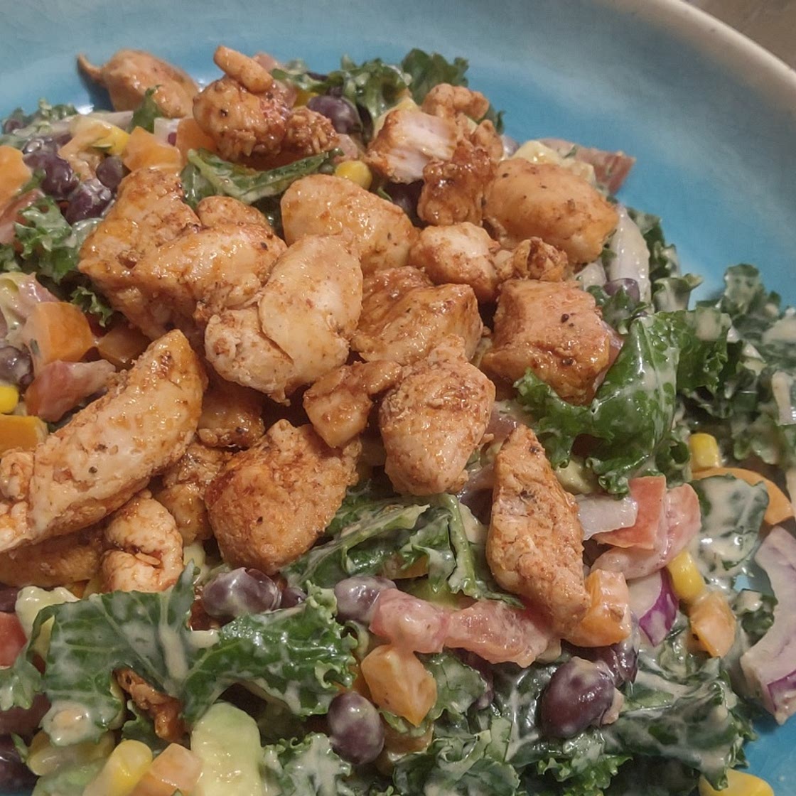 Mexican Kale Salad with BEST Avocado Dressing