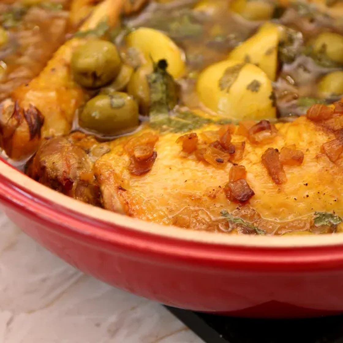 Tajine de poulet olives et citrons confits