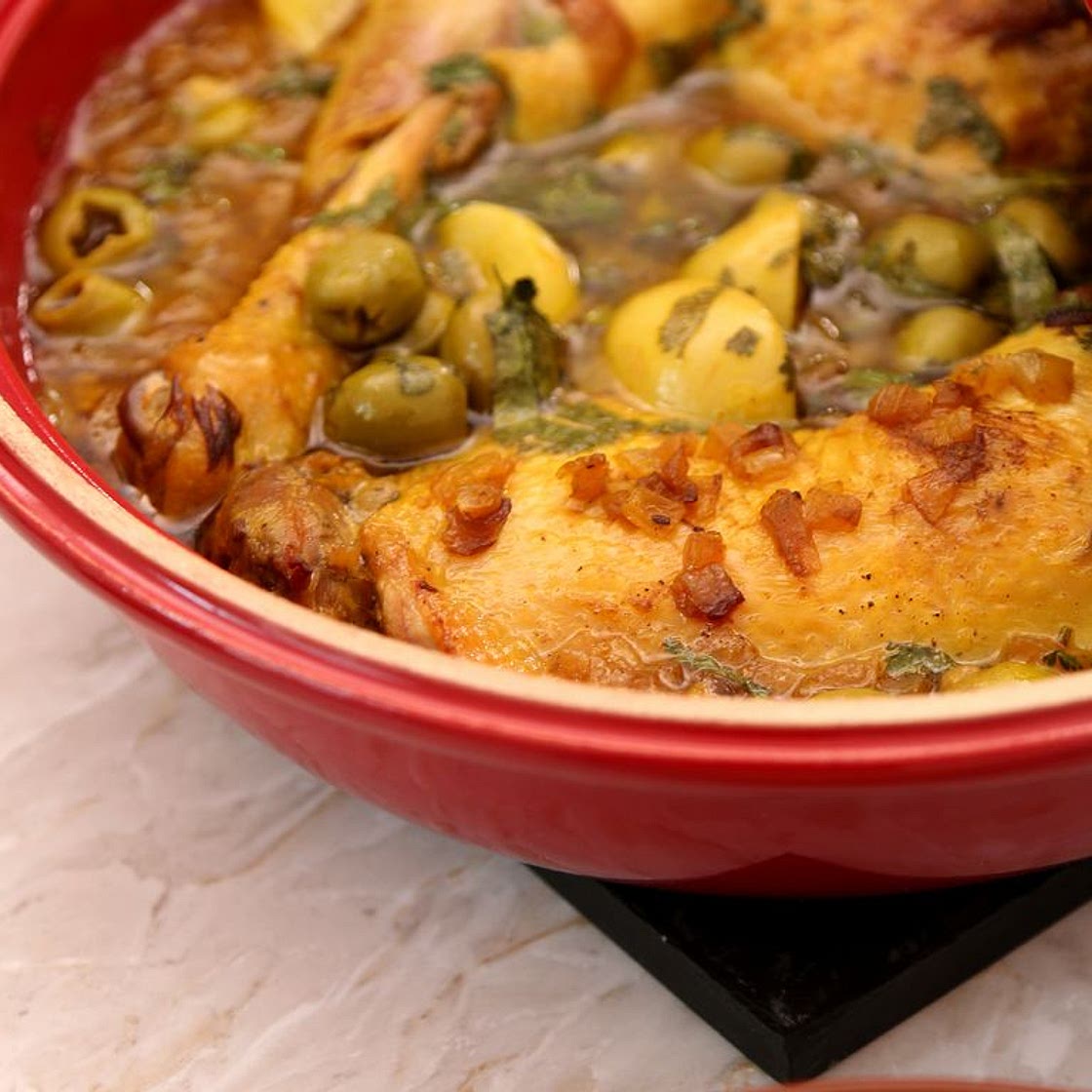 Tajine de poulet olives et citrons confits