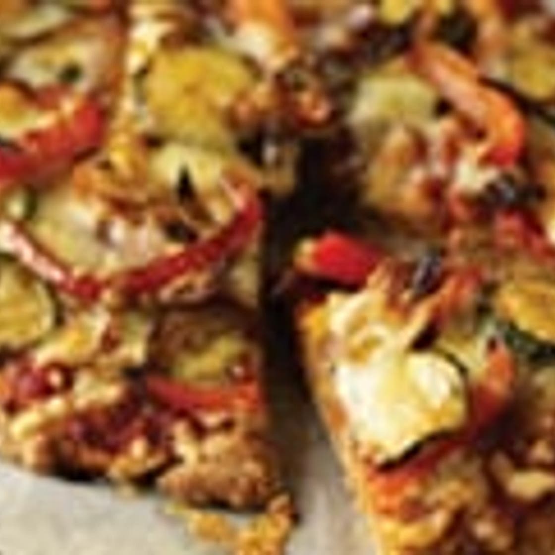 Red onion courgette and pepper pizza