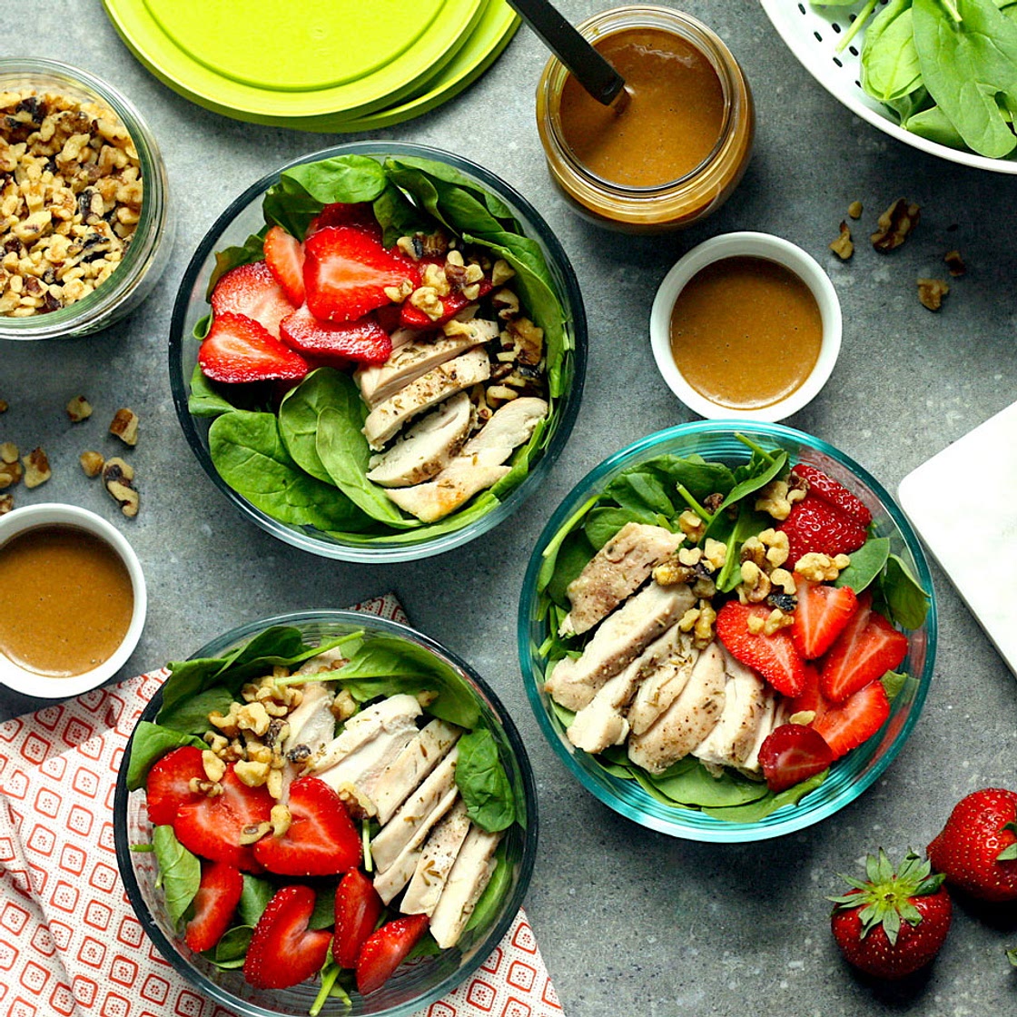 Spinach & Strawberry Meal-Prep Salad