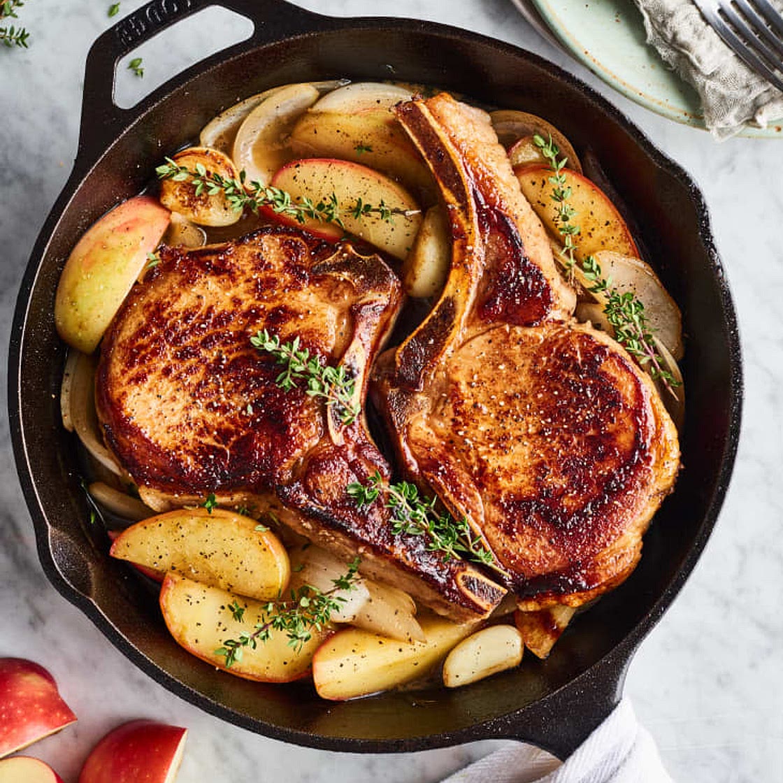 Pork with Apple and Greens