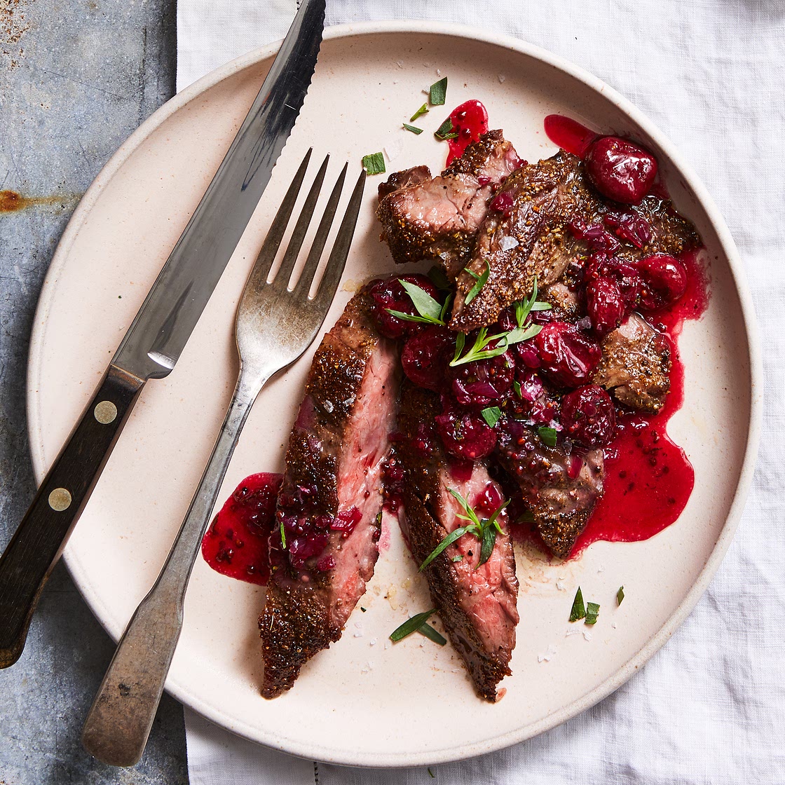 Black Pepper Steak with Sour Cherry Sauce
