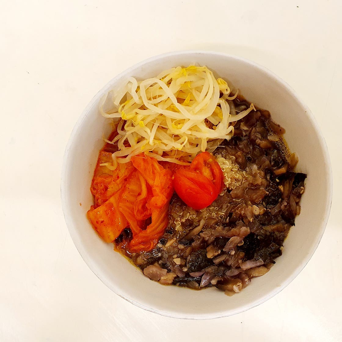 Mushroom and cabbage quinoa soup.