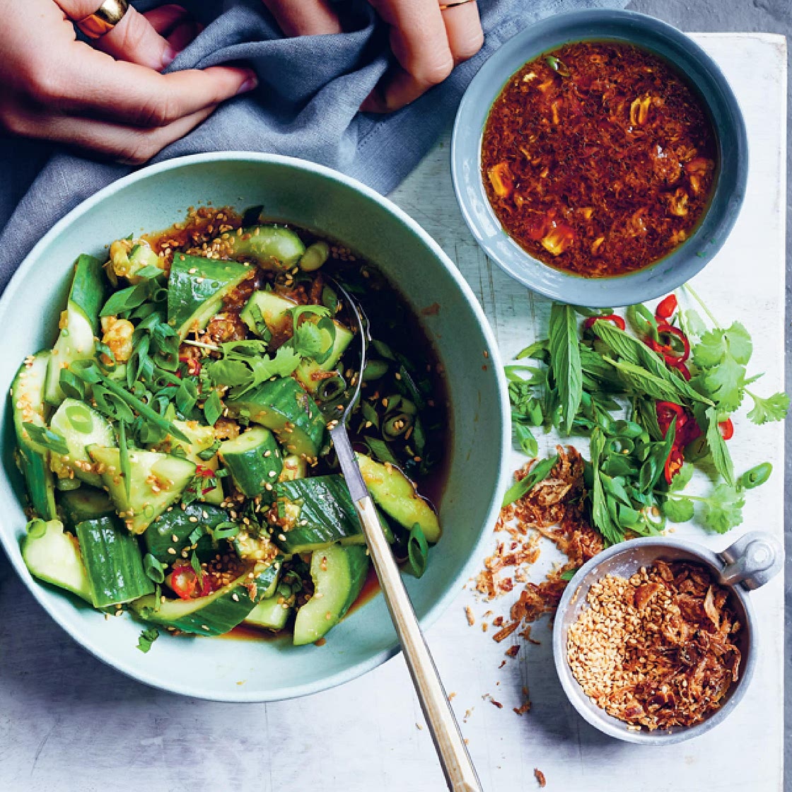 Sesame Cucumber Whack Salad