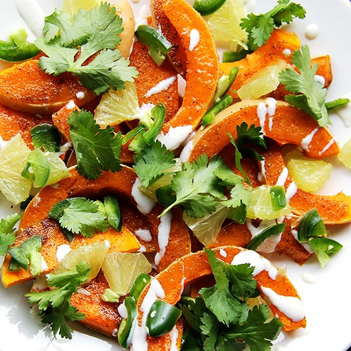 Roasted Butternut Squash with Sweet Spices, Lime, and Green Chile