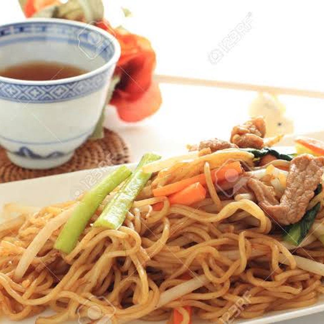 Noodles and tea
