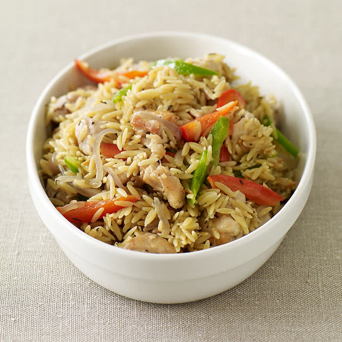 Orzo risotto with chicken thighs
