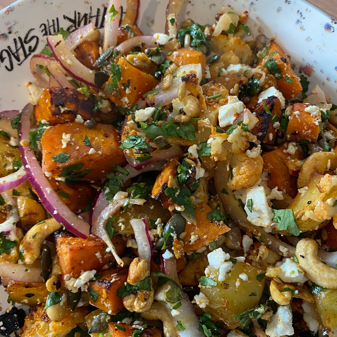 Sweet potato, cauliflower, feta salad