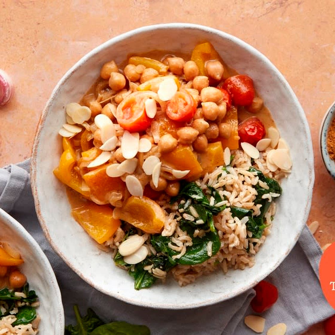 Chickpea bhuna with spinach rice