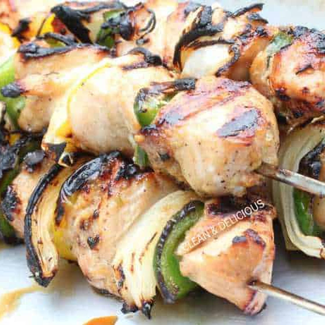 Garlic + Ginger Chicken and Veggie Kebabs
