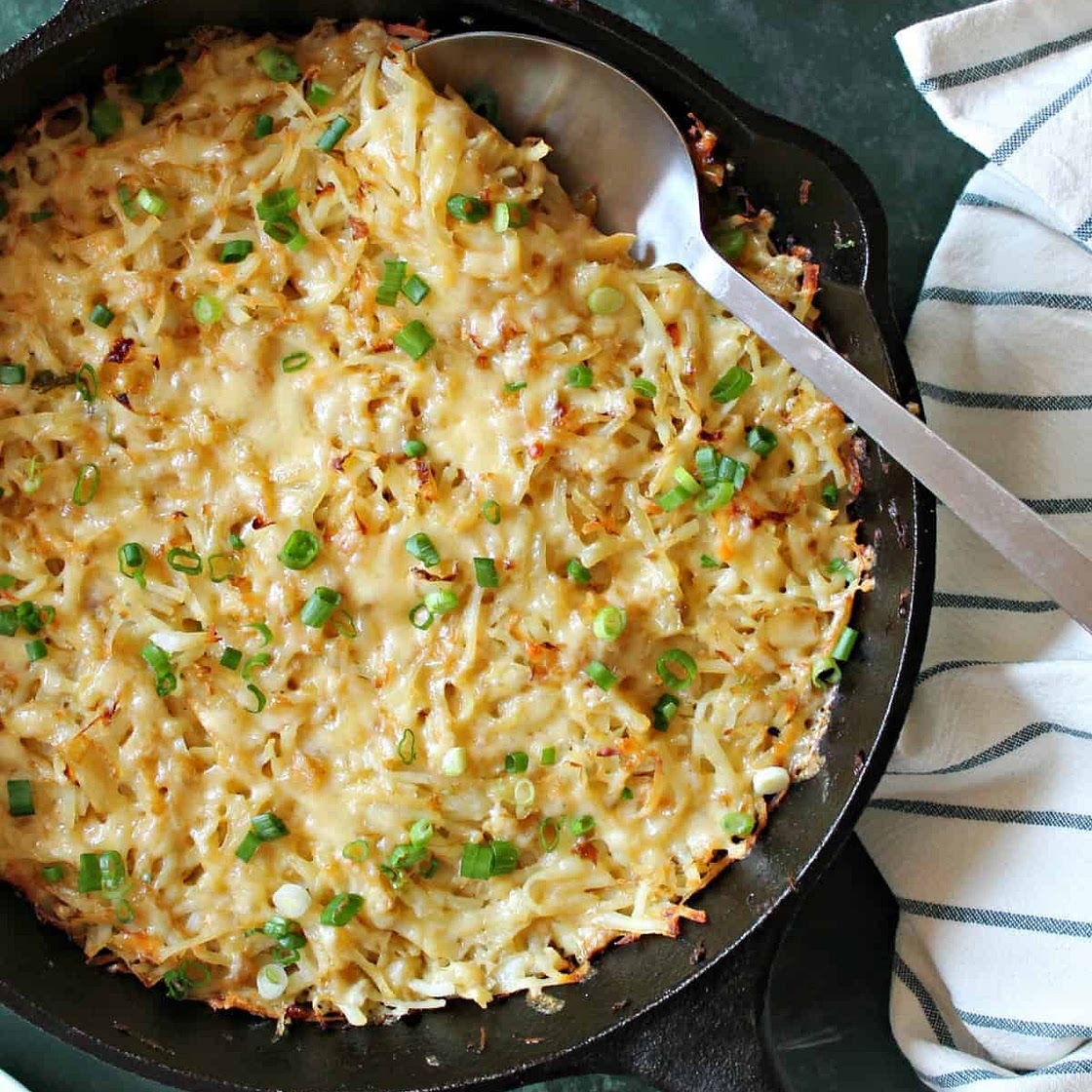 Irish Cheddar & Cabbage Hash Brown Skillet