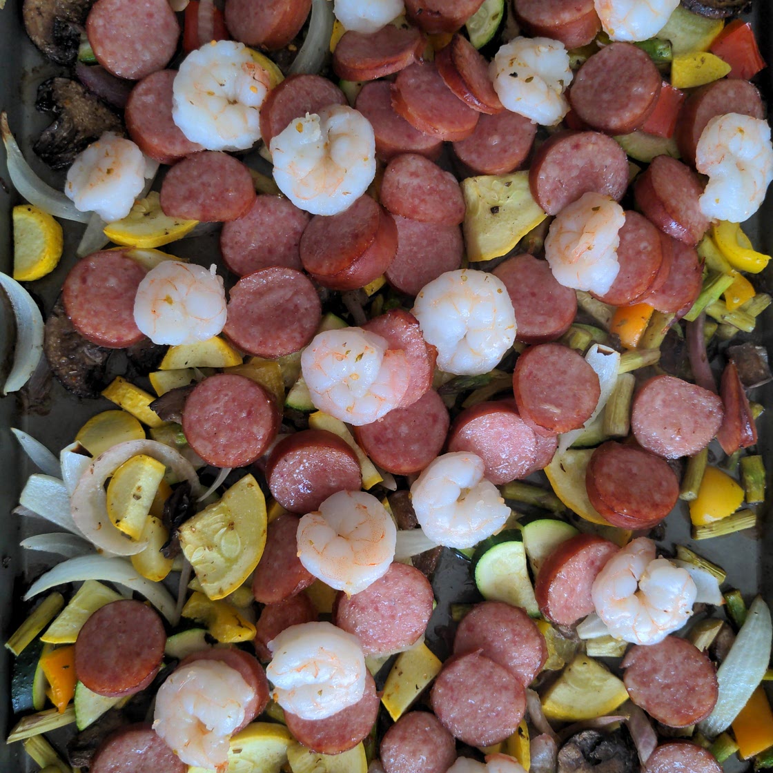 Cajun Shrimp and Sausage Vegetable Sheet Pan