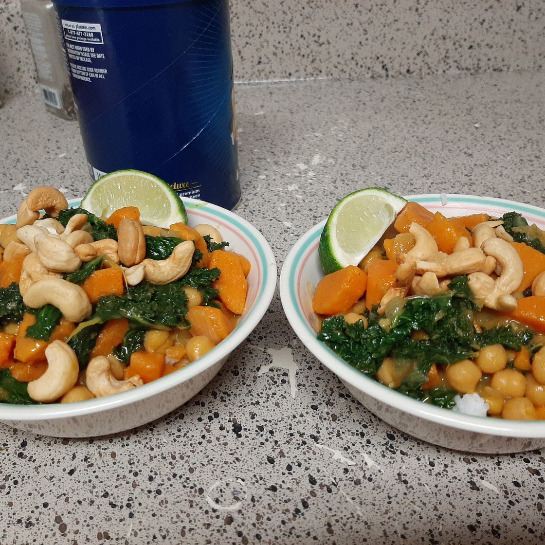 1-Pot Green Curry with Chickpeas, Kale, and Sweet Potato